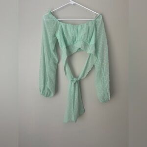 Mint Green Sheer‎ Polka Dot top